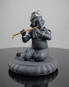 Flute Playing Ganesha 6" (Earthen Grey)