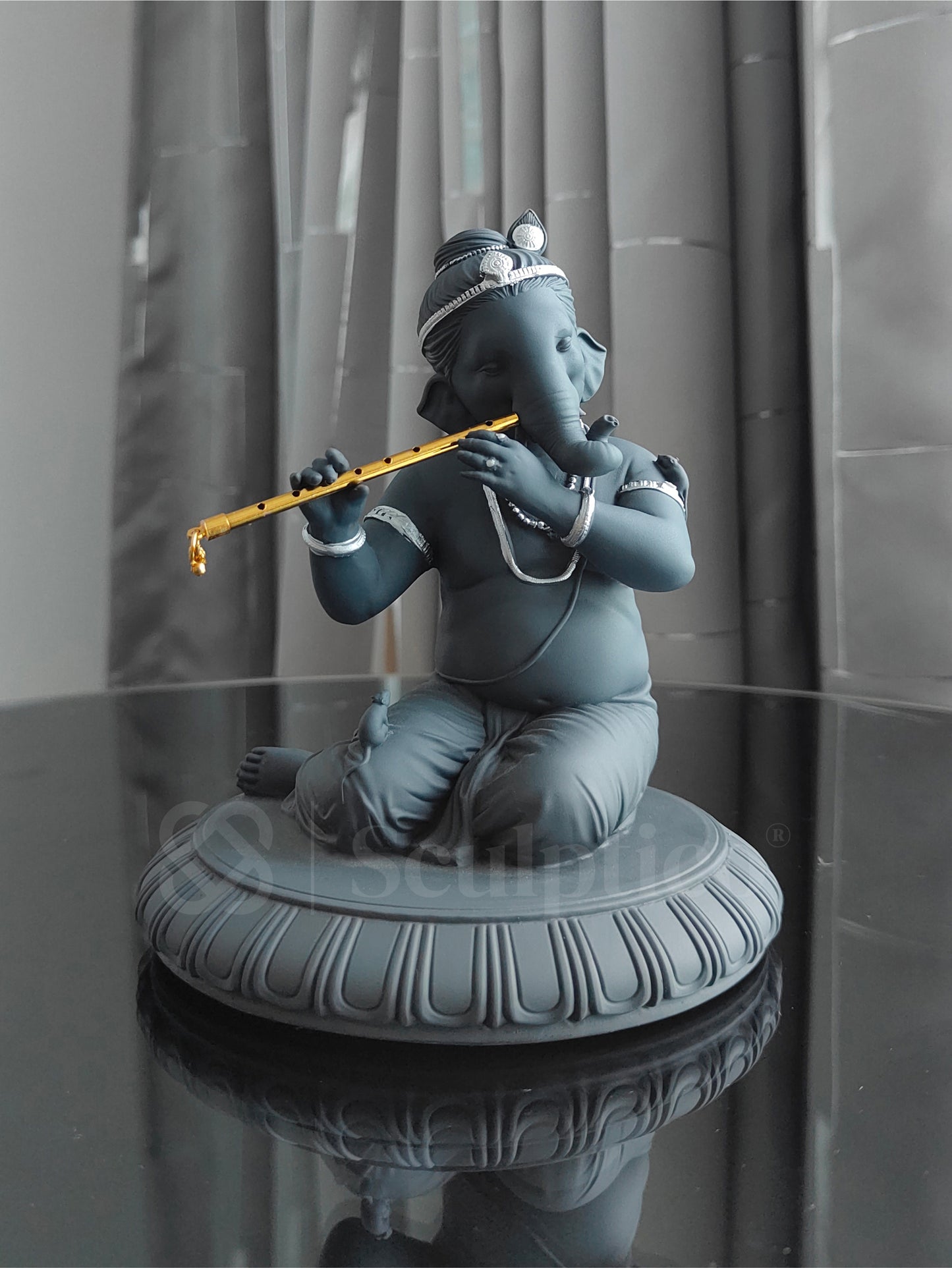 Flute Playing Ganesha 6"