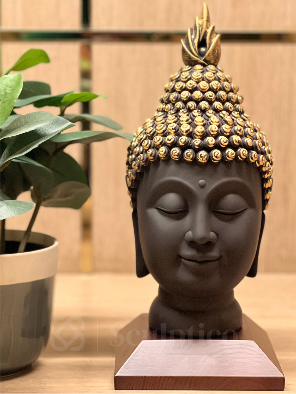 Meditating Buddha Face 13"