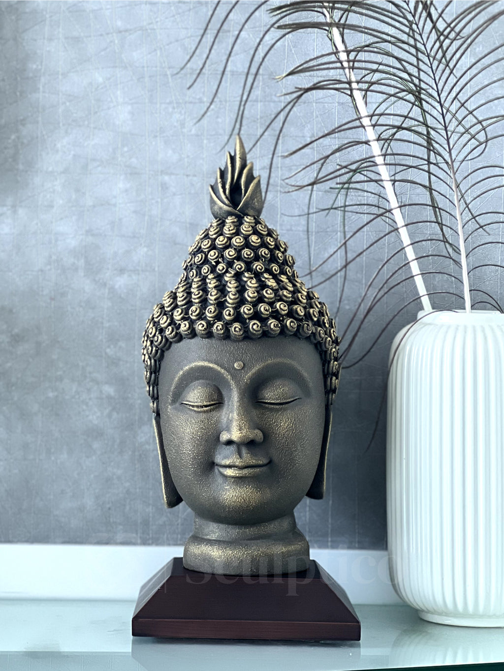 Meditating Buddha Face 13"