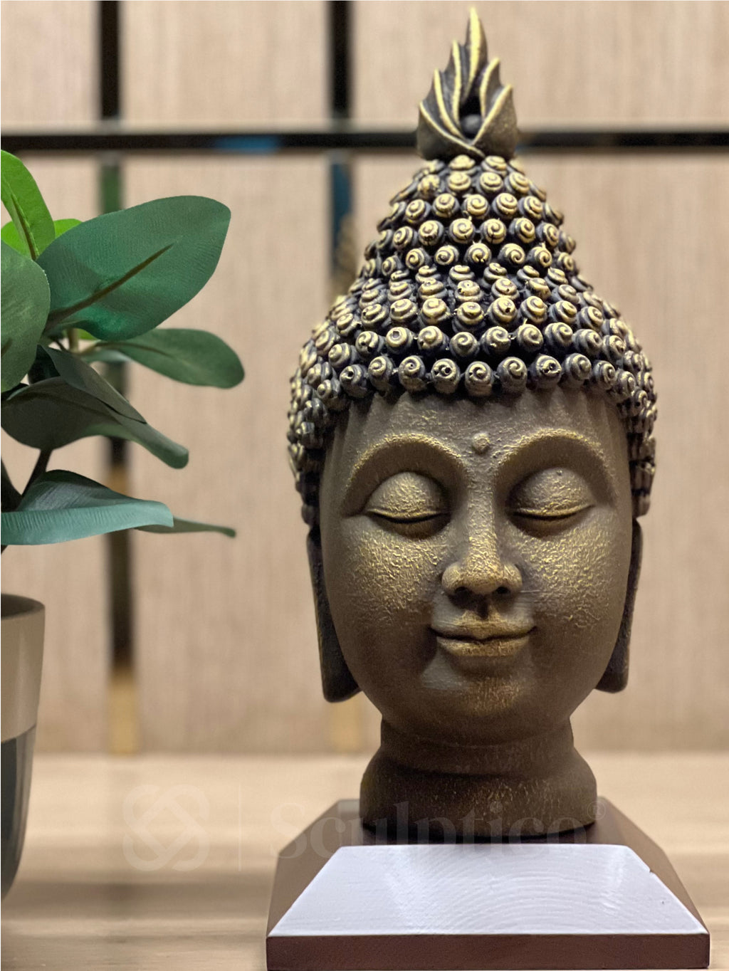 Meditating Buddha Face 13"