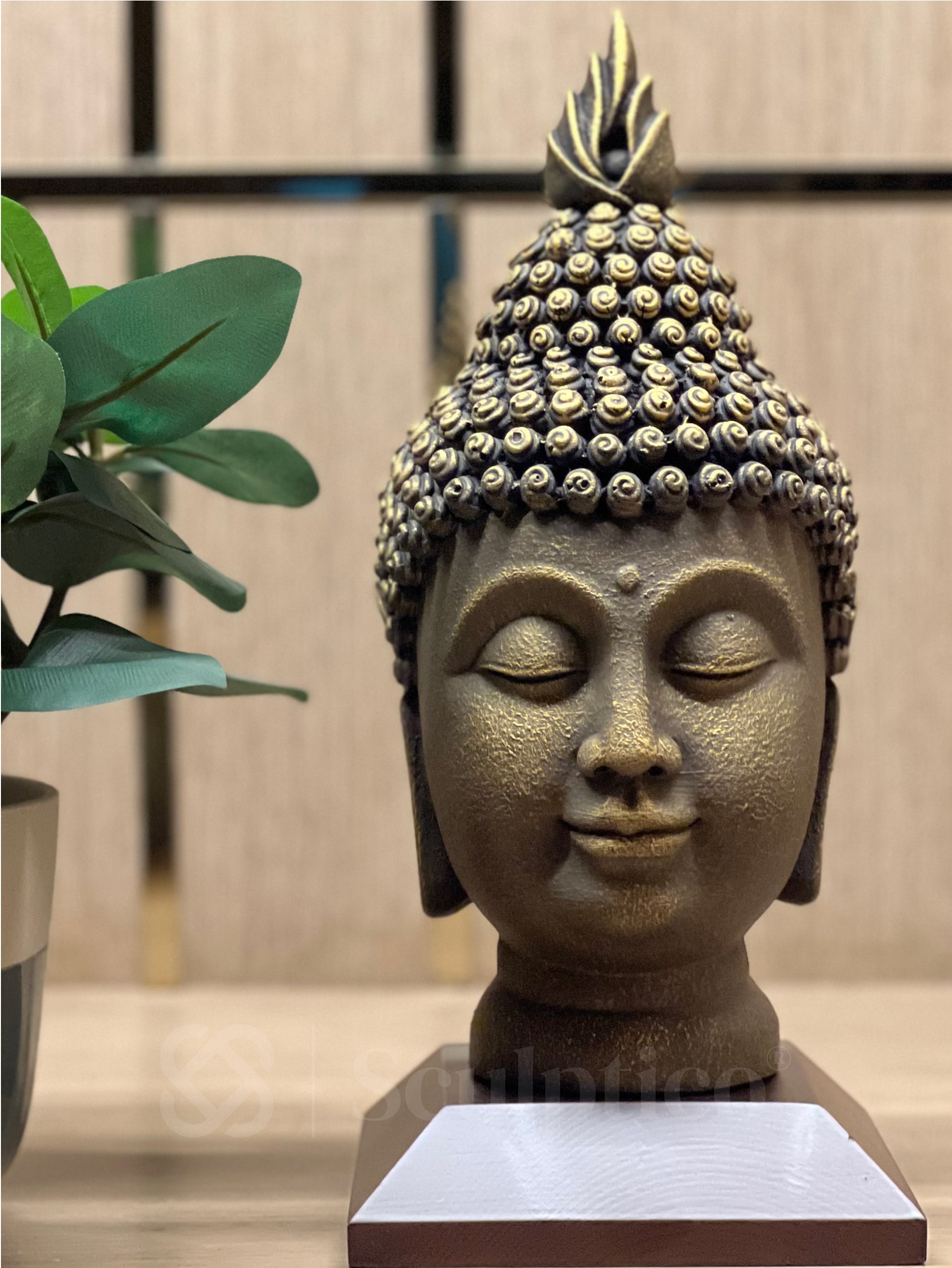 Meditating Buddha Face 13"