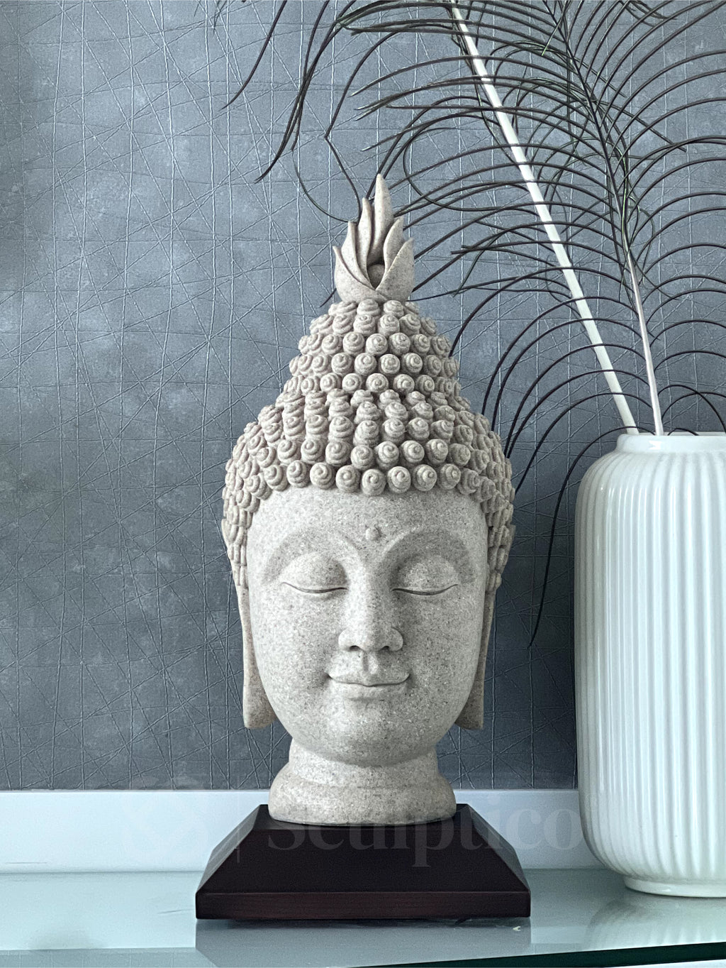 Meditating Buddha Face 13"